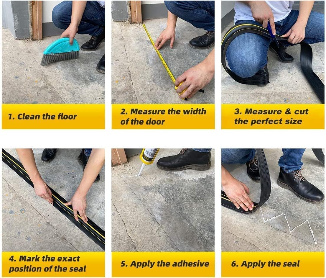 Joint d'étanchéité pour porte de garage 3M, joint d'étanchéité inférieur, joint d'étanchéité en caoutchouc pour portes de garage | Barrière - 5