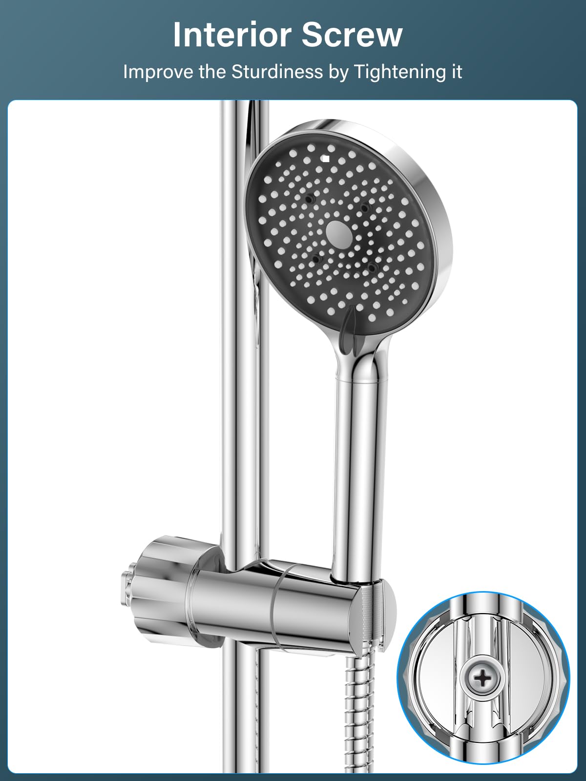 Supporto Per Doccia Portatile, Supporto Per Doccia Regolabile, Ricambio Per Barra Scorrevole Da 18 25 Mm Supporto Per Morsetto Per Rotaia Doccia Cromato Grigio 77091747