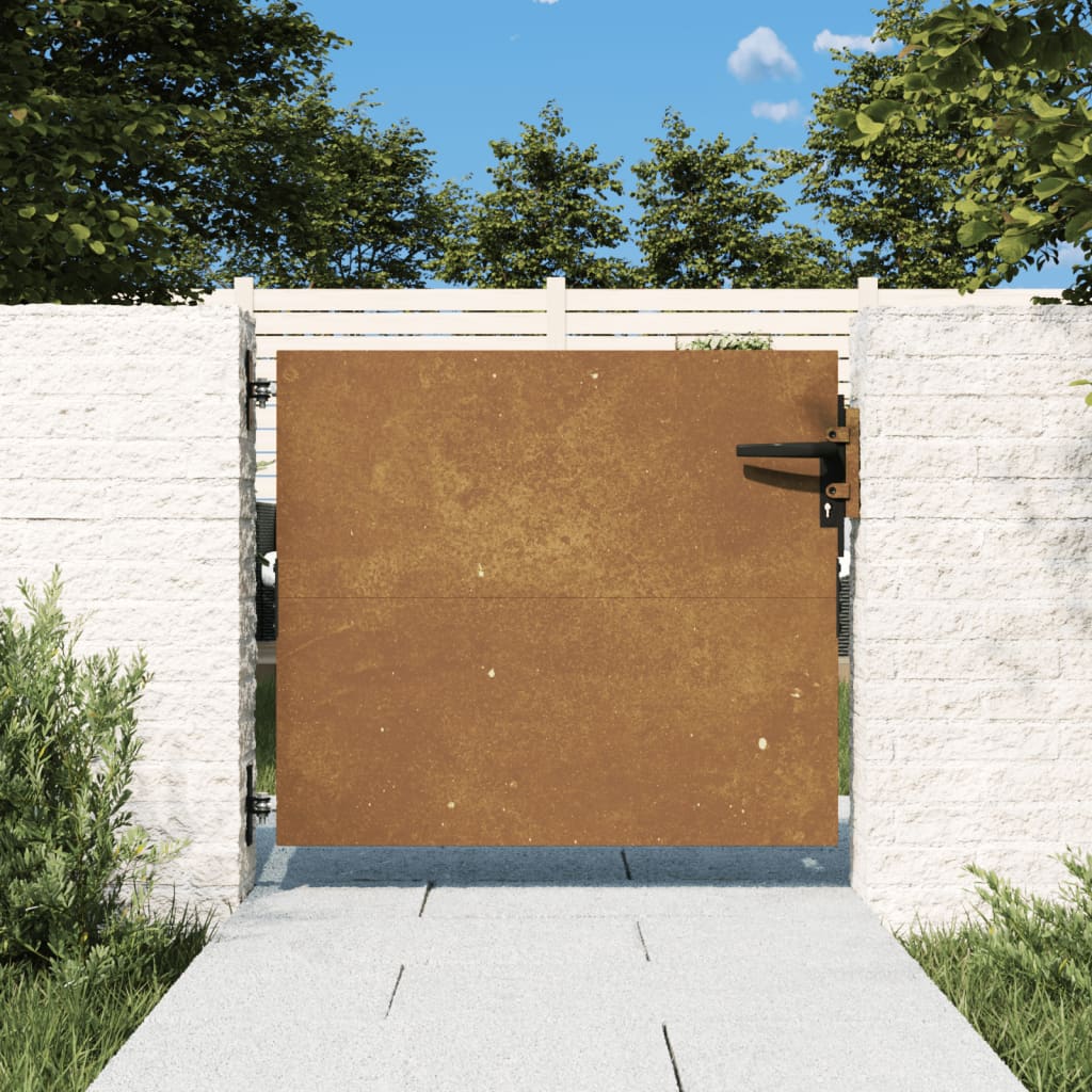 Puerta de jardín de acero corten de 85 x 100 cm.