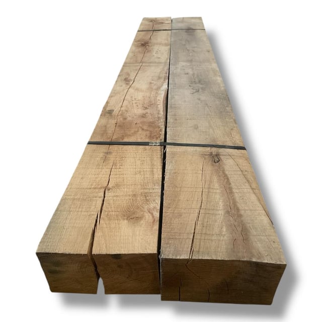 Pack de 2 traverses en bois de chêne naturel non séché 12x20x200 cm