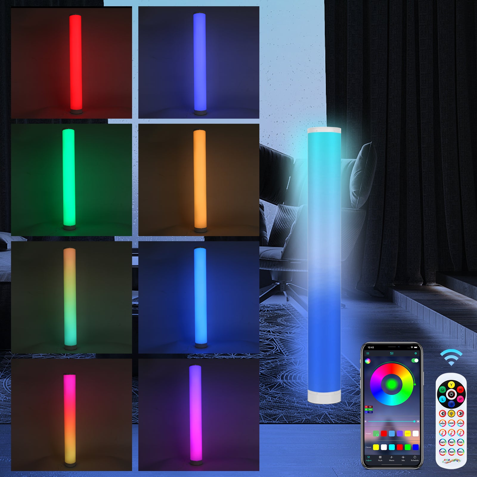 Lampadaire LED Avec APP Et Télécommande - 16 Millions De Couleurs - Synchronisation Musique - Pour Salon Et Chambre