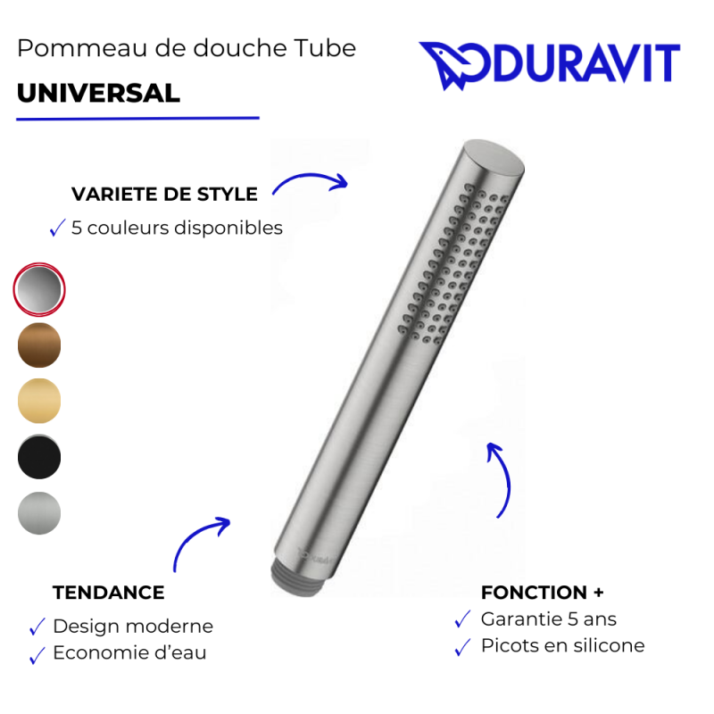 Pommeau de douche tube DURAVIT doré poli - 3