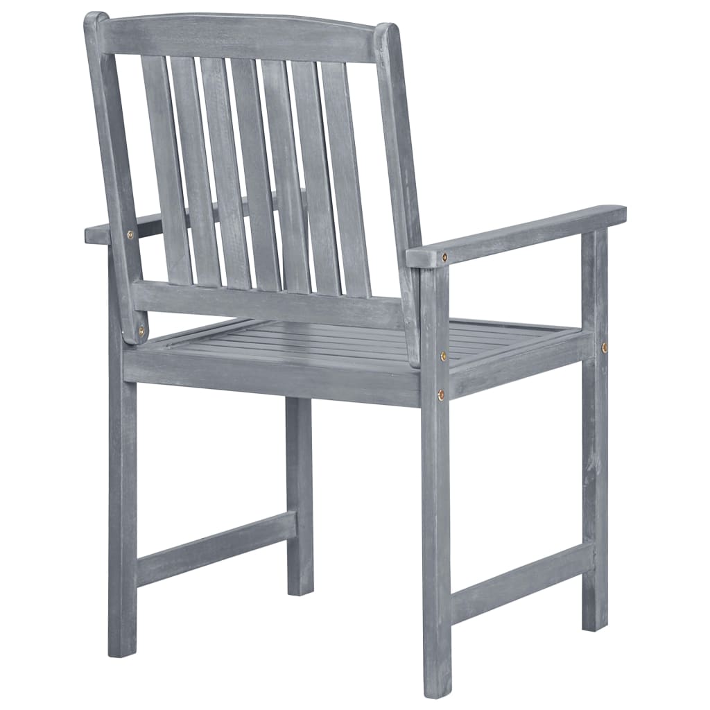 Chaises de jardin 8 pcs Bois d'acacia solide Gris - 5