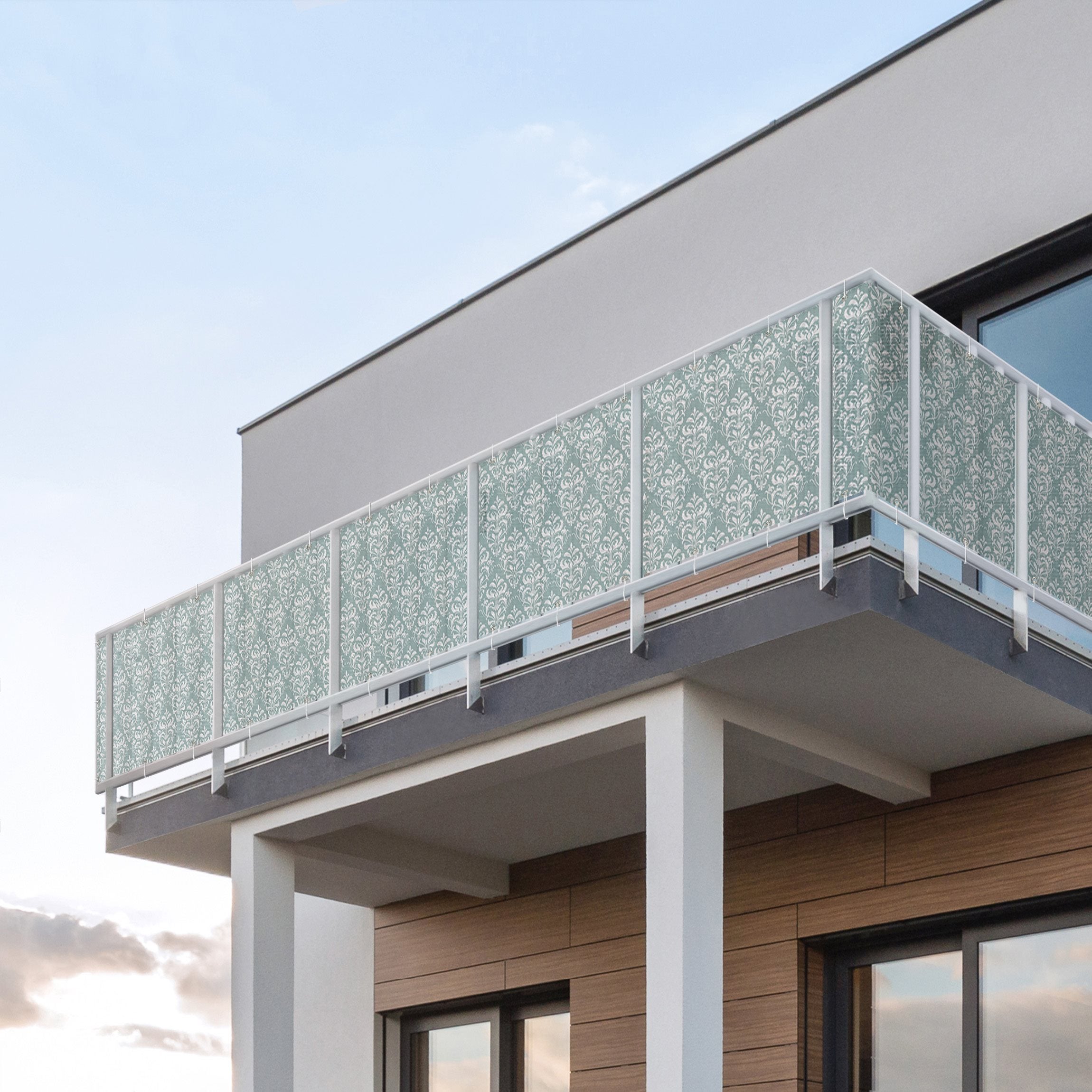 Brise vue brise vent balcon appartement jardin blanc H.1,2 x L.1 M avec attaches résistant aux intempéries 270 g/m² mesh 1020 - 3