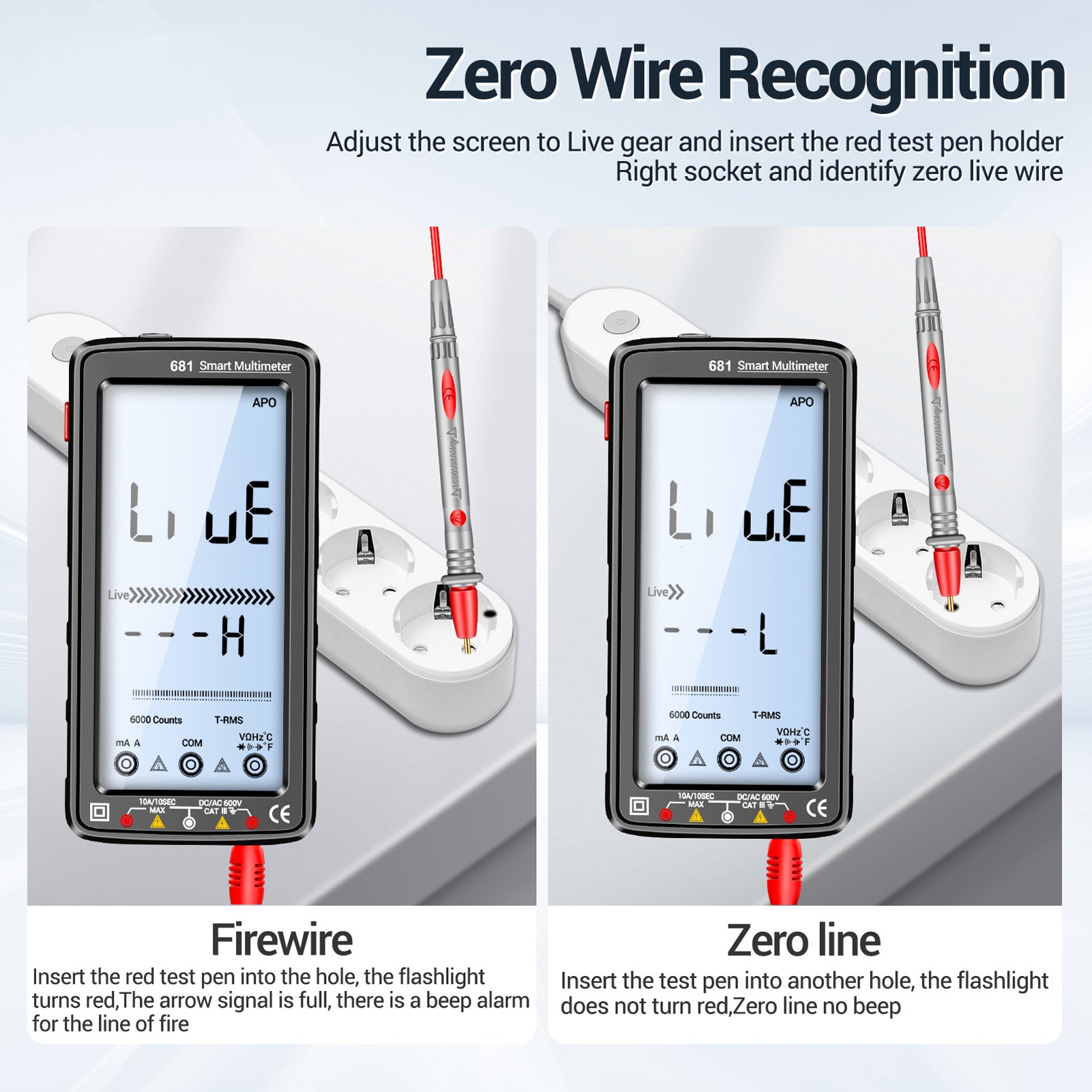 Multimetro digitale con ampio schermo LCD da 681,5 pollici, gamma manuale e automatica, misurazione multifunzione di tensione, corrente e resistenza - 7