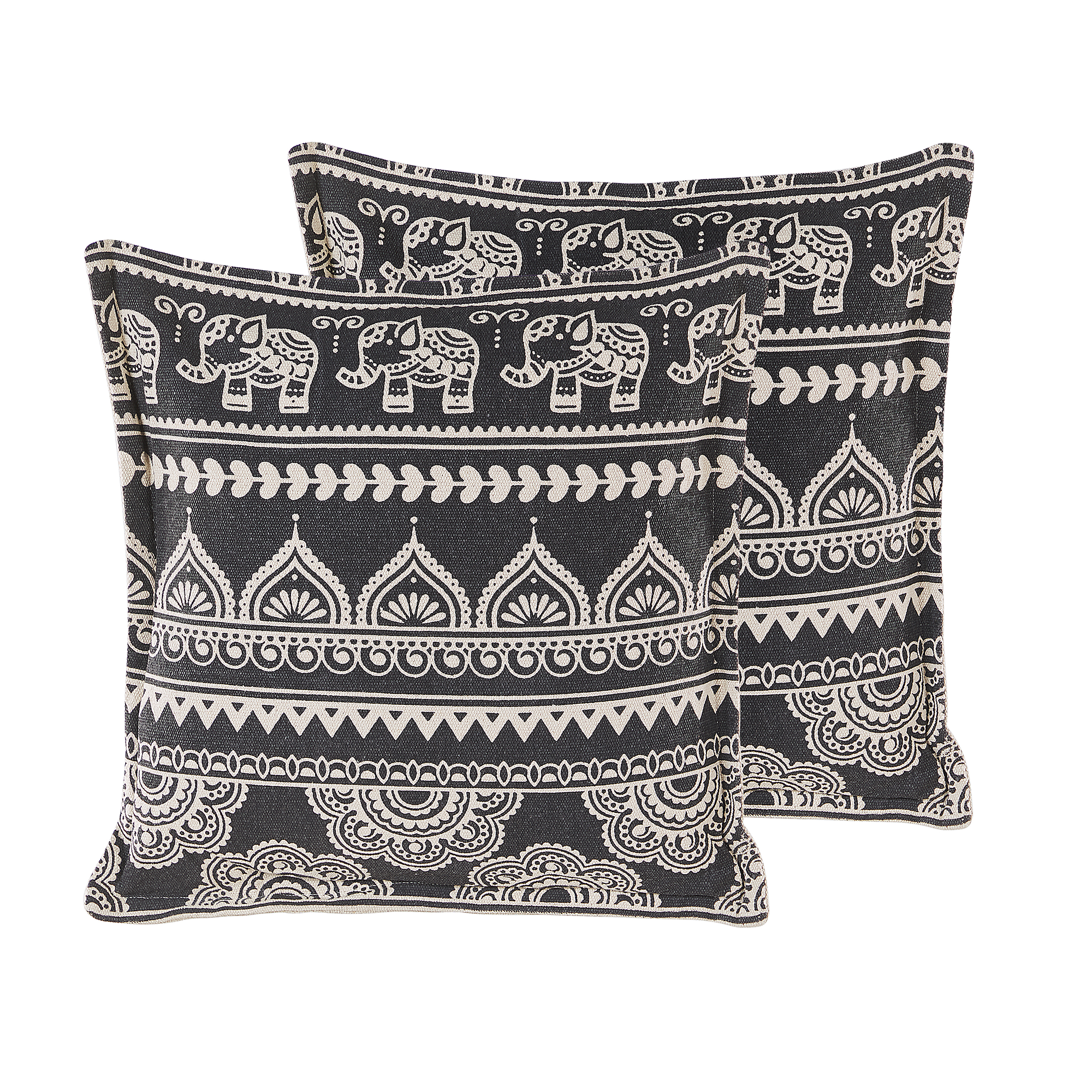Beliani conjunto de 2 cojines atabagi bouclé 45 x 45 cm geométrico negro