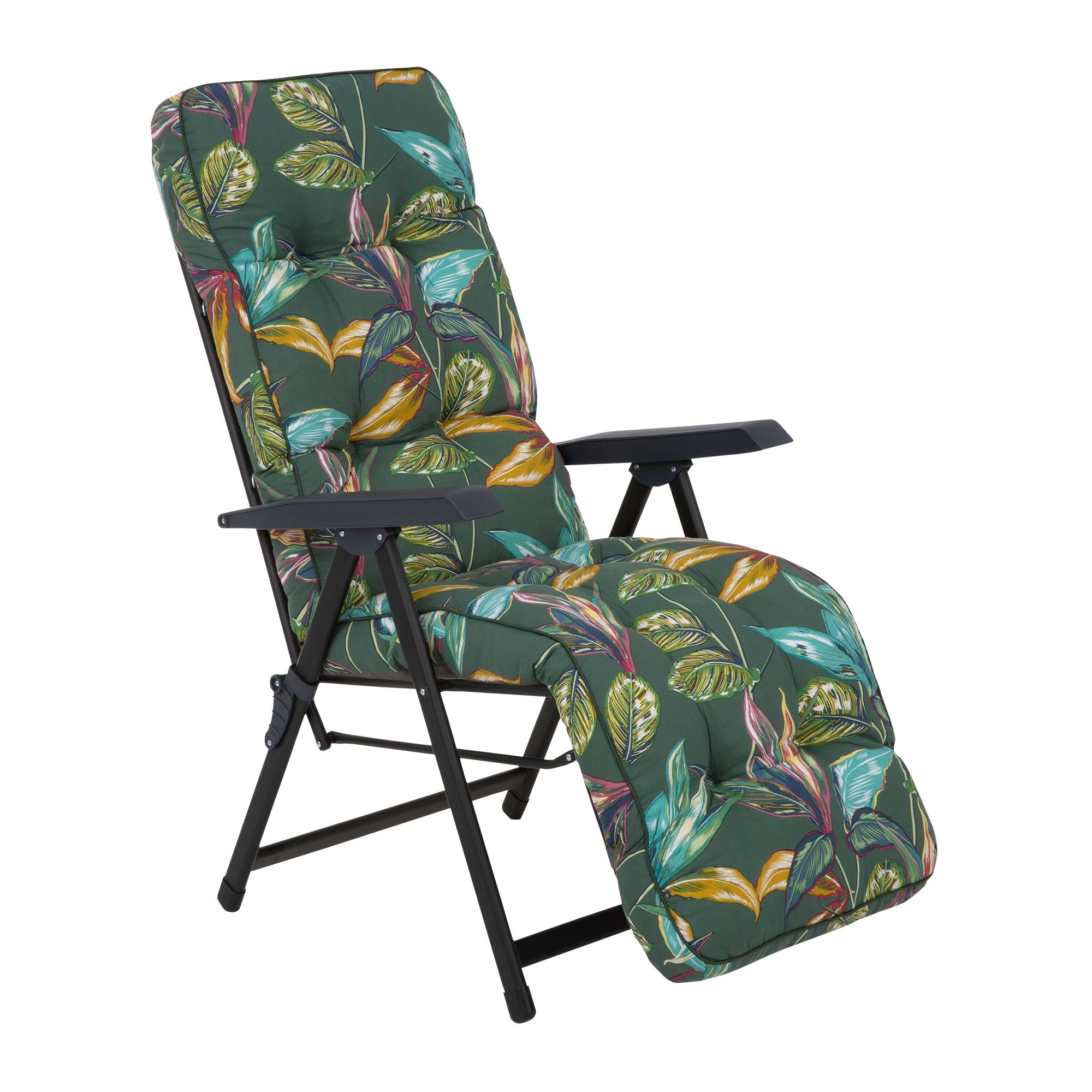 Fotel ogrodowy z podnóżkiem Lena Plus Black Edition niebiesko-zielony Patio