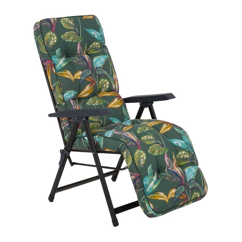 Fotel ogrodowy z podnóżkiem Lena Plus Black Edition niebiesko-zielony Patio