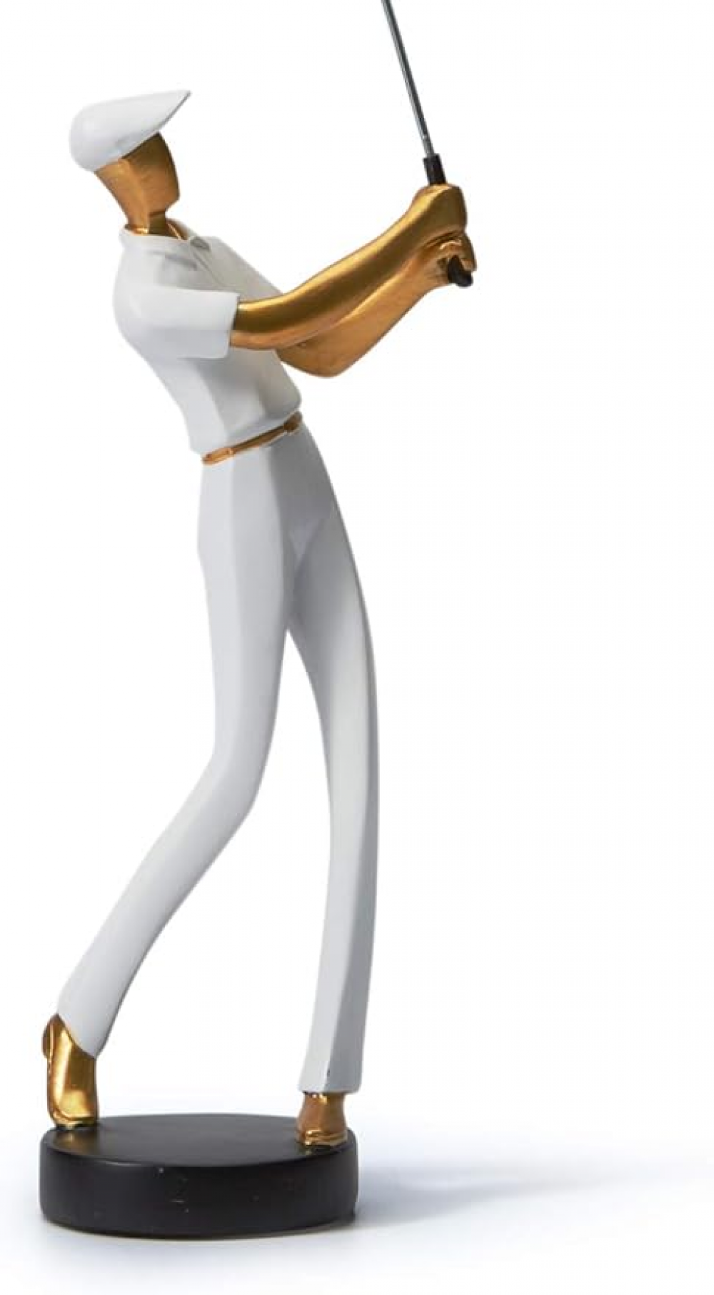 Figurka Golfera, Statuetka Dekoracyjna, Rzeźba Golfowa z Żywicy, Prezent Artystyczny, Biała, 24 cm