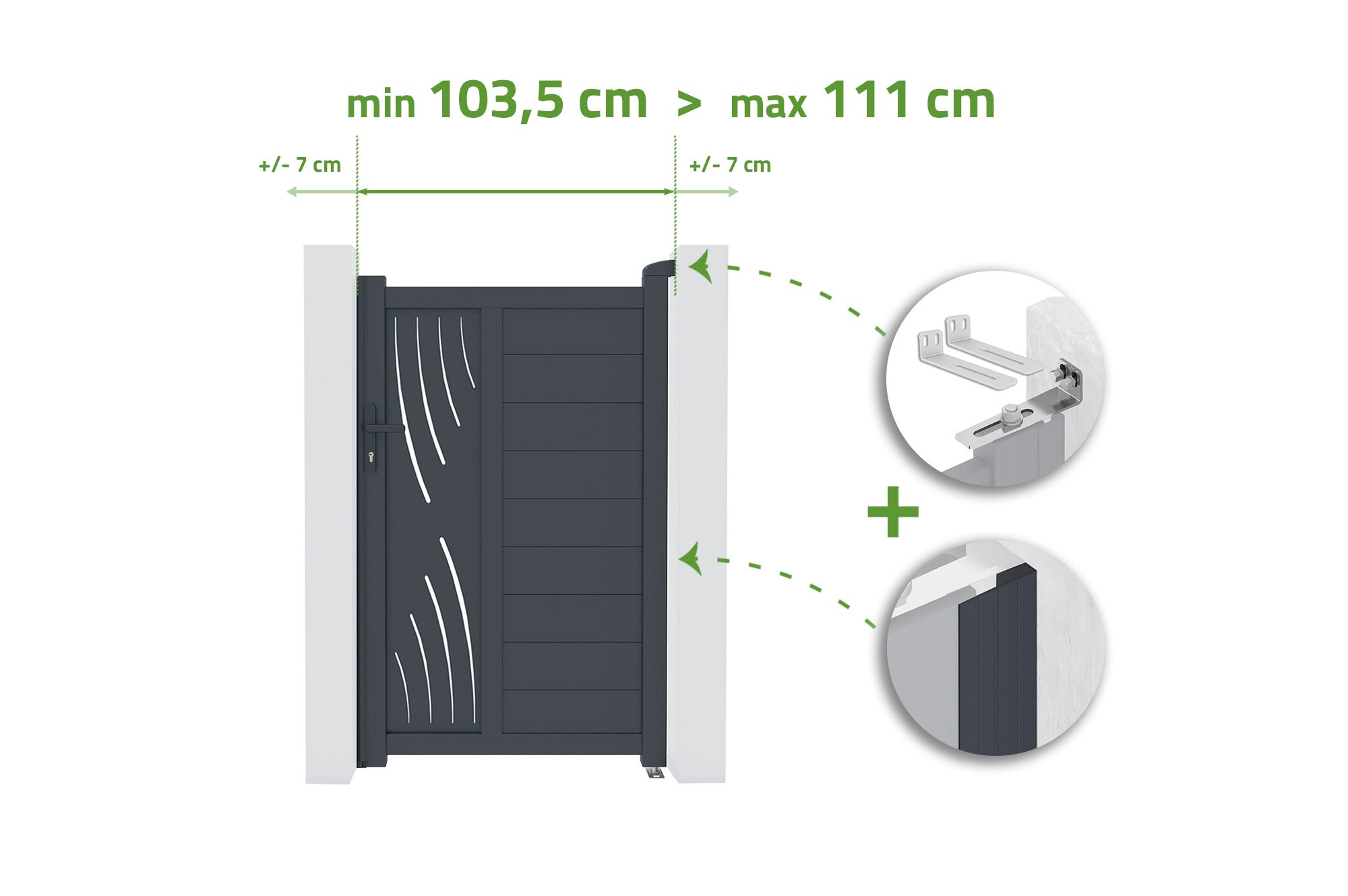 Brama regulowana o szerokości 1m VELETA H.160cm szara aluminiowa