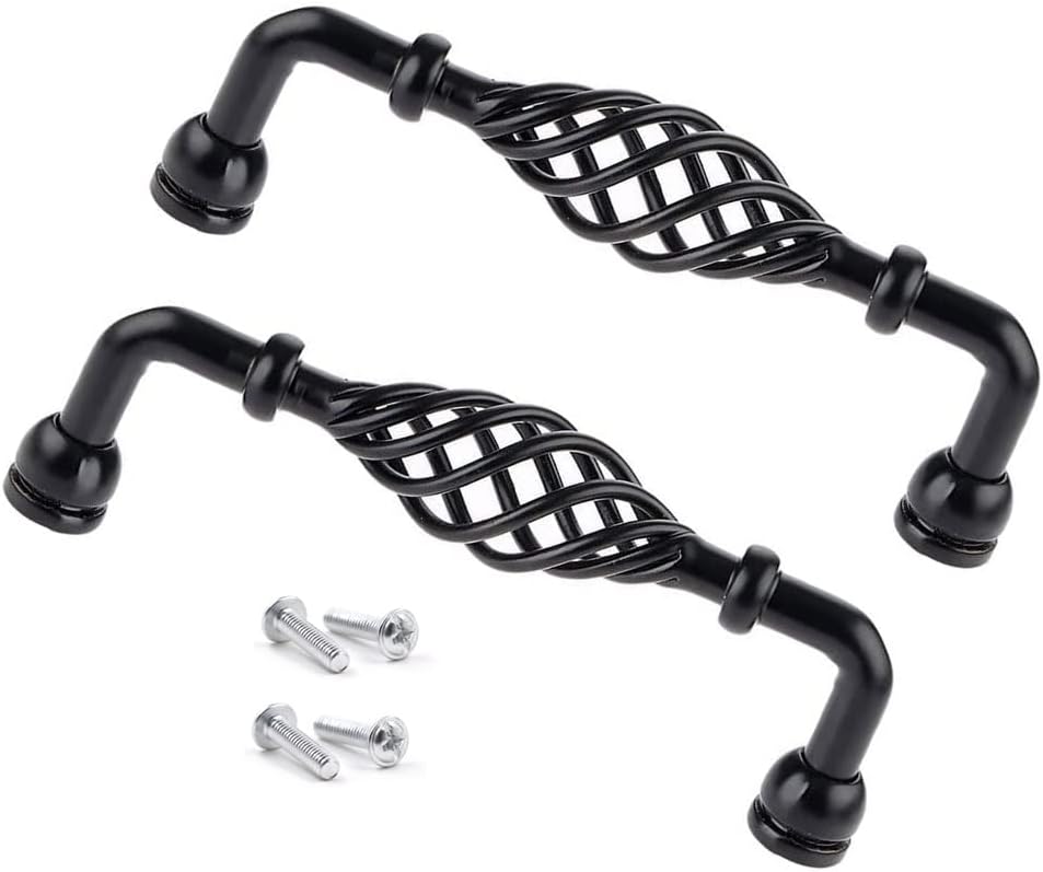 2 sztuki uchwytów do szafek kuchennych w kolorze czarnym, metalowy uchwyt meblowy, do kuchni, łazienki, szuflad i drzwi szafek, 96 mm (C)