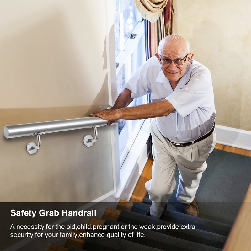 Rampe Escalier 2 Supports Muraux , Main courante Rampe d’escalier acier 304 inoxydable, intérieur&extérieur, 50cm - 4