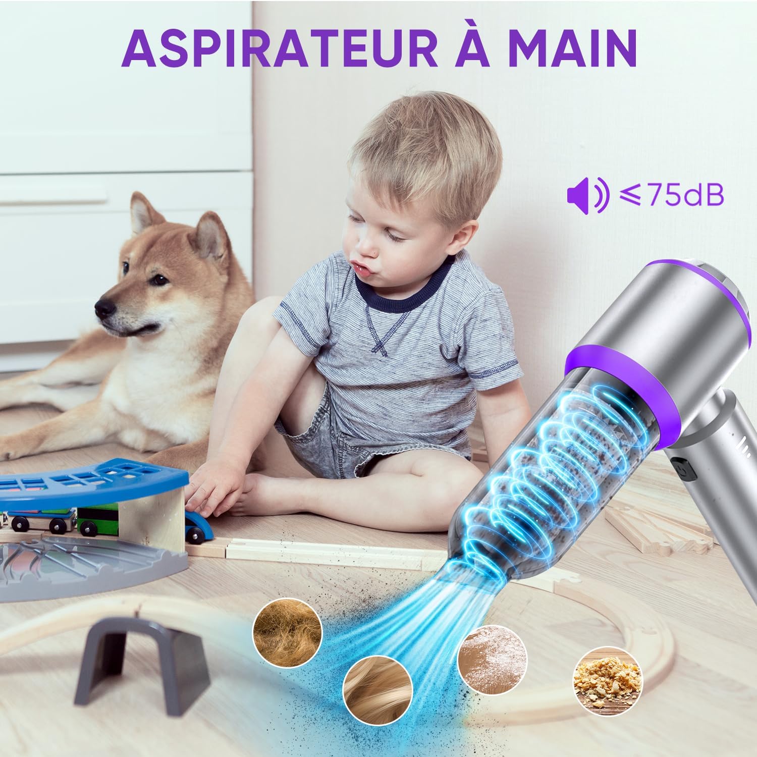 Aspirateur de voiture puissant, 16&nbsp;000 PA, 4 en 1, 3 vitesses, avec filtre HEPA, mini sans fil - 6