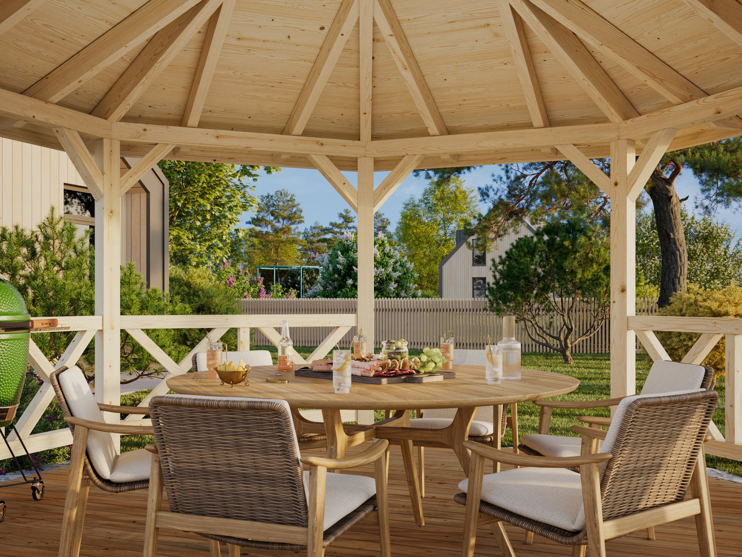 Kiosque de jardin en bois Betty - PALMAKO - ⌀465 cm - 18 m² - 3