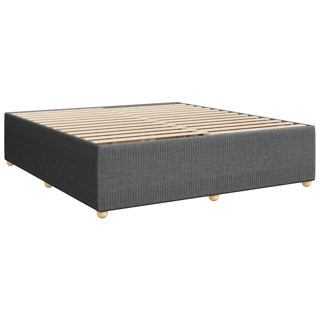 Cadre de lit sans matelas gris foncé 200 x 200 cm tissu - 3