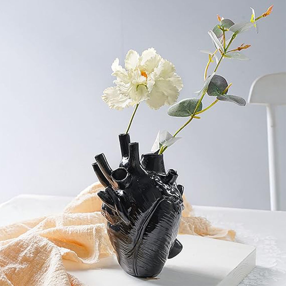Vase en forme de cœur humain, décoration de la maison, ornement artisanal de bureau, récipient à fleurs de conception d'orgue, décoration de chambre - 5
