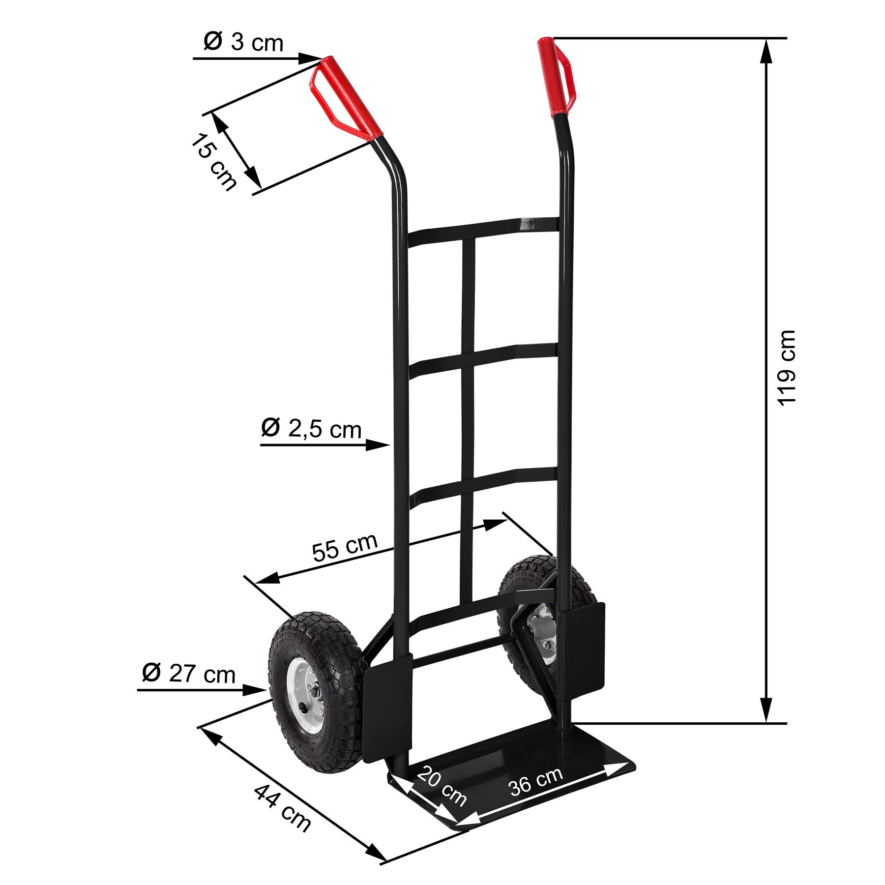 Diable rigide en acier avec une capacité de charge de 200 kg TECTAKE - 6