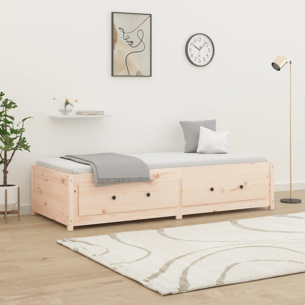 Łóżko Dzienne Drewniane Brązowe Rama Łóżka Ze Stelażem Sofa 75x190 cm
