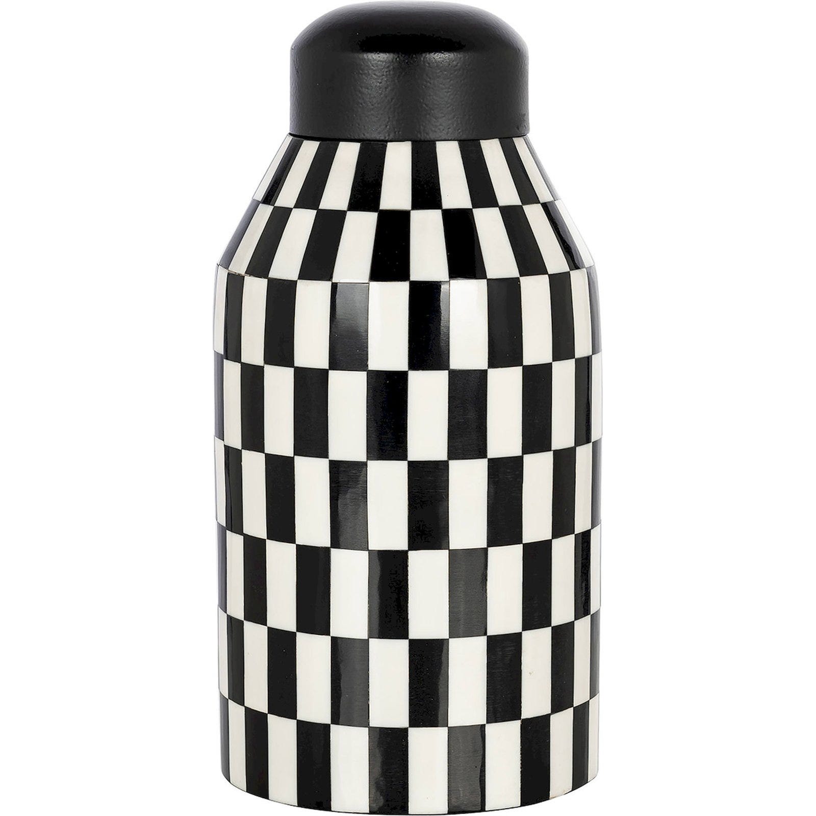 Jar Malou l gant Noir Et Blanc 13 X 13 X 26 Cm Noir Et Blanc Damier Jar Malou l gant Noir Et Blanc 13 X 13 X 26 Cm Noir Et Blanc Damier