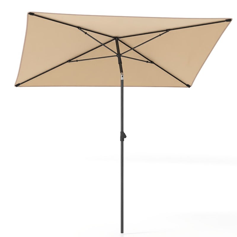 Parasol przeciwsłoneczny, prostokątny, 210 x 140 cm, składany z obu stron o 30°, na balkon, do ogrodu, na taras, beżowy