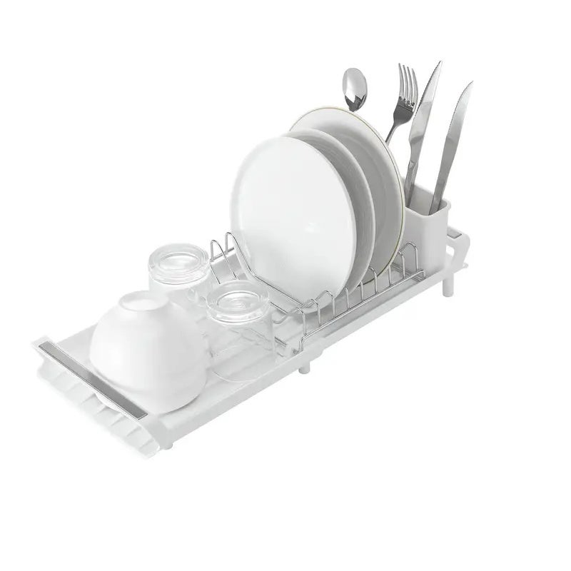 Nowoczesny, wysuwany ociekacz do naczyń, organizer kuchenny z wysuwaną półką, ociekacz na sztućce i talerze