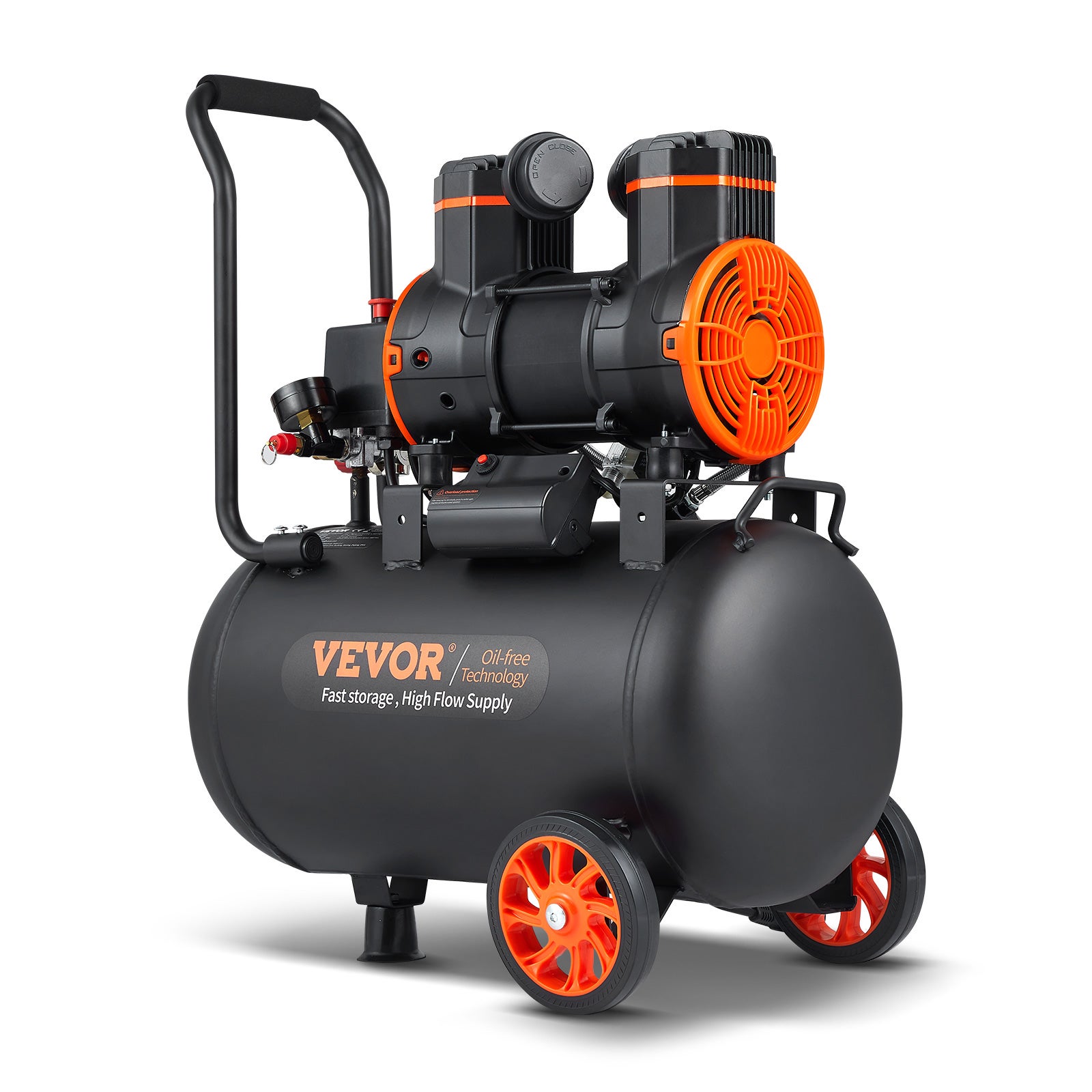 Sprężarka powietrza 1800W Sprężarka szeptana Sprężarka bezolejowa 35L 70dB VEVOR