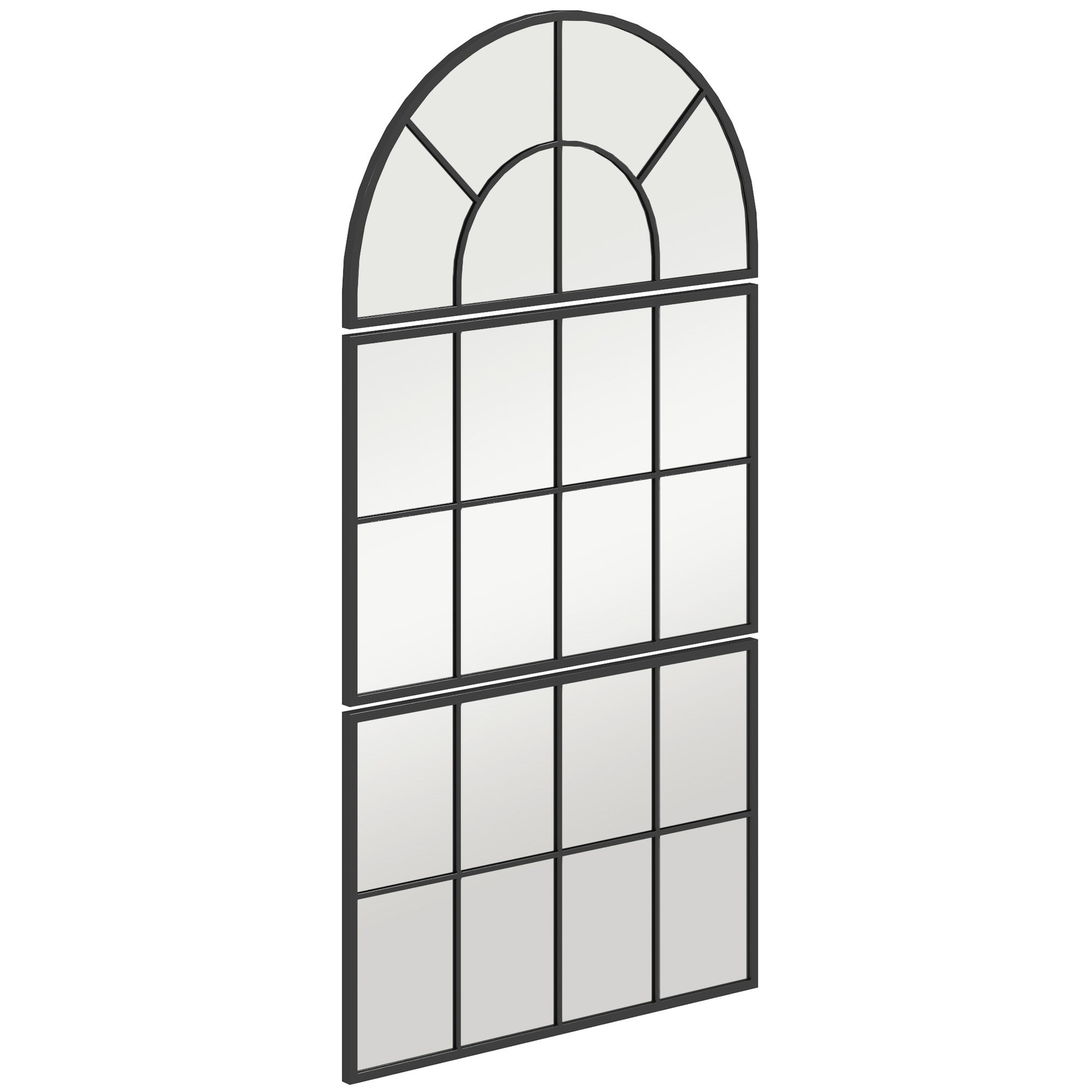 HOMCOM Set 3 Specchi Da Parete Ad Arco – Design A Finestra, Cornice In Metallo Oro, 76x150 Cm, Per Soggiorno E Camera - copertina