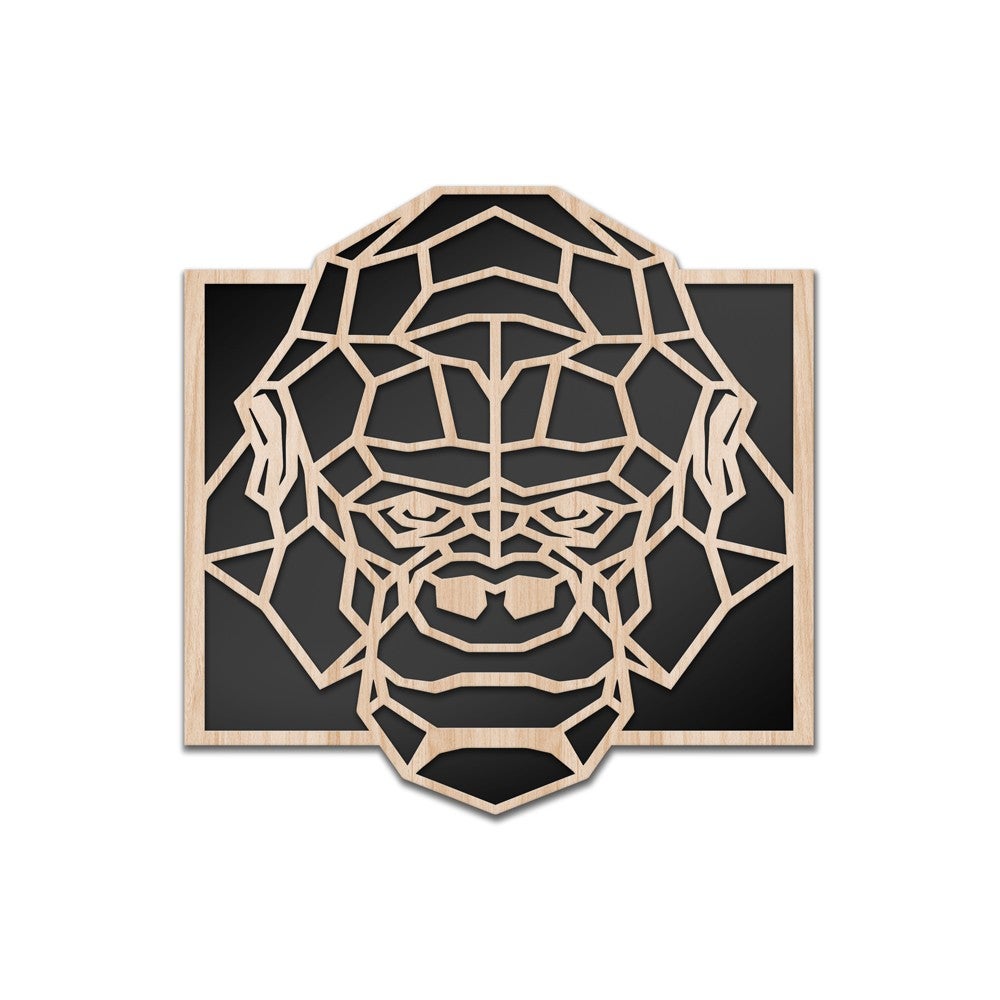 GORILLA - Obraz dekoracyjny z drewna kompozytowego i PVC cięty laserowo, 40x40 cm