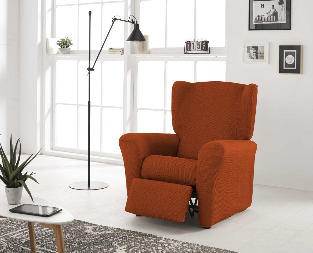 ESTORALIS | Funda Sillon Tejido Elastico Resistente | Para Sillon Relax | Tamaño ( de 70 a 90 cm. ) Modelo BERTA Color Teja - 2