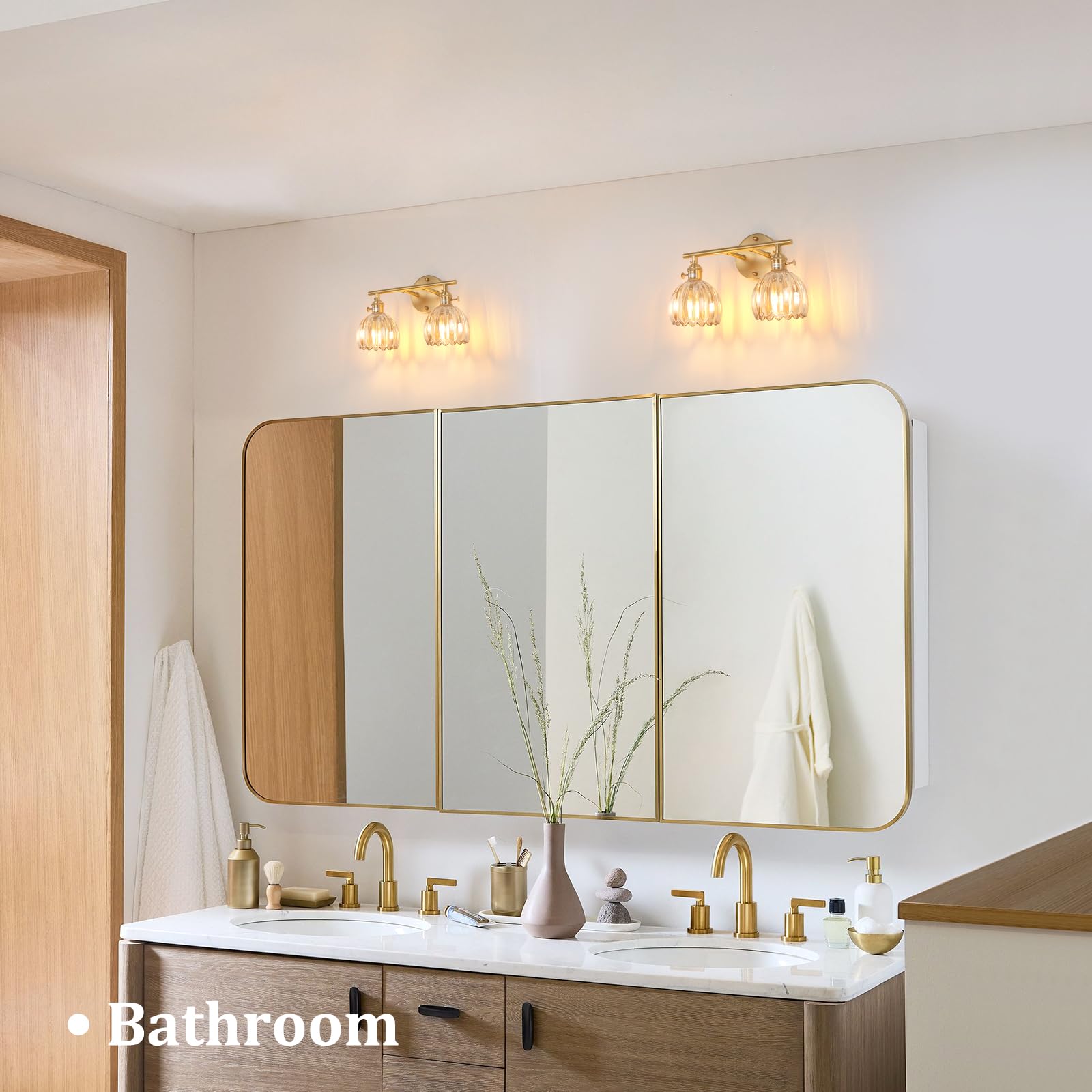 Luci di Vanità del Bagno Dell'oro LED, Apparecchi sopra Lo Specchio