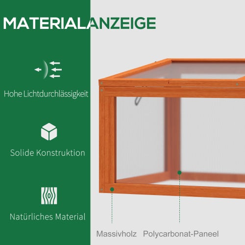 Mini Serre avec couverture en polycarbonate, en bois et orange, 90x46x40 cm – ComfortXL Outdoor Living - 4