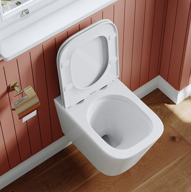 Cuvette WC Suspendu sans bord, Toilette Suspendu Céramique Blanc