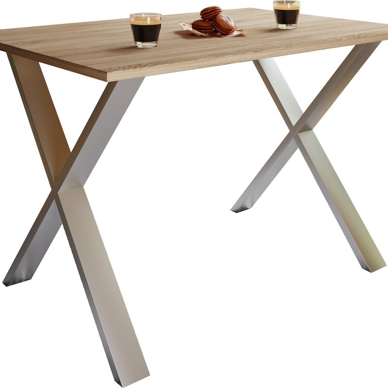 Wysokiej jakości drewniany stół do jadalni Xona X srebrny