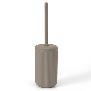 Set di scopino decorativo in plastica per WC e supporto, colore tortora