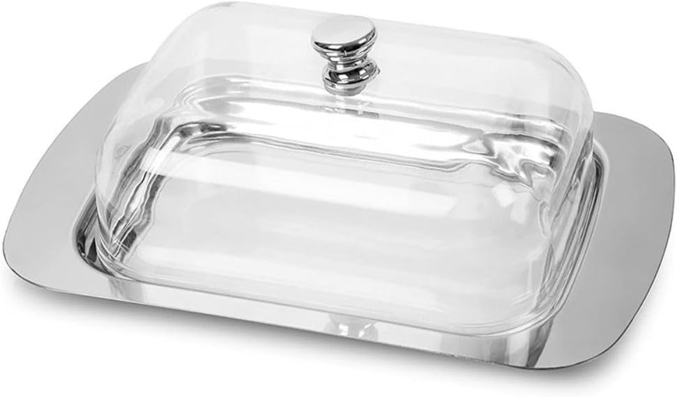 Beurrier en acier inoxydable avec couvercle, plat à fromage, plat à beurre pour réfrigérateur, plat à beurre en acier inoxydable, récipient à beurre