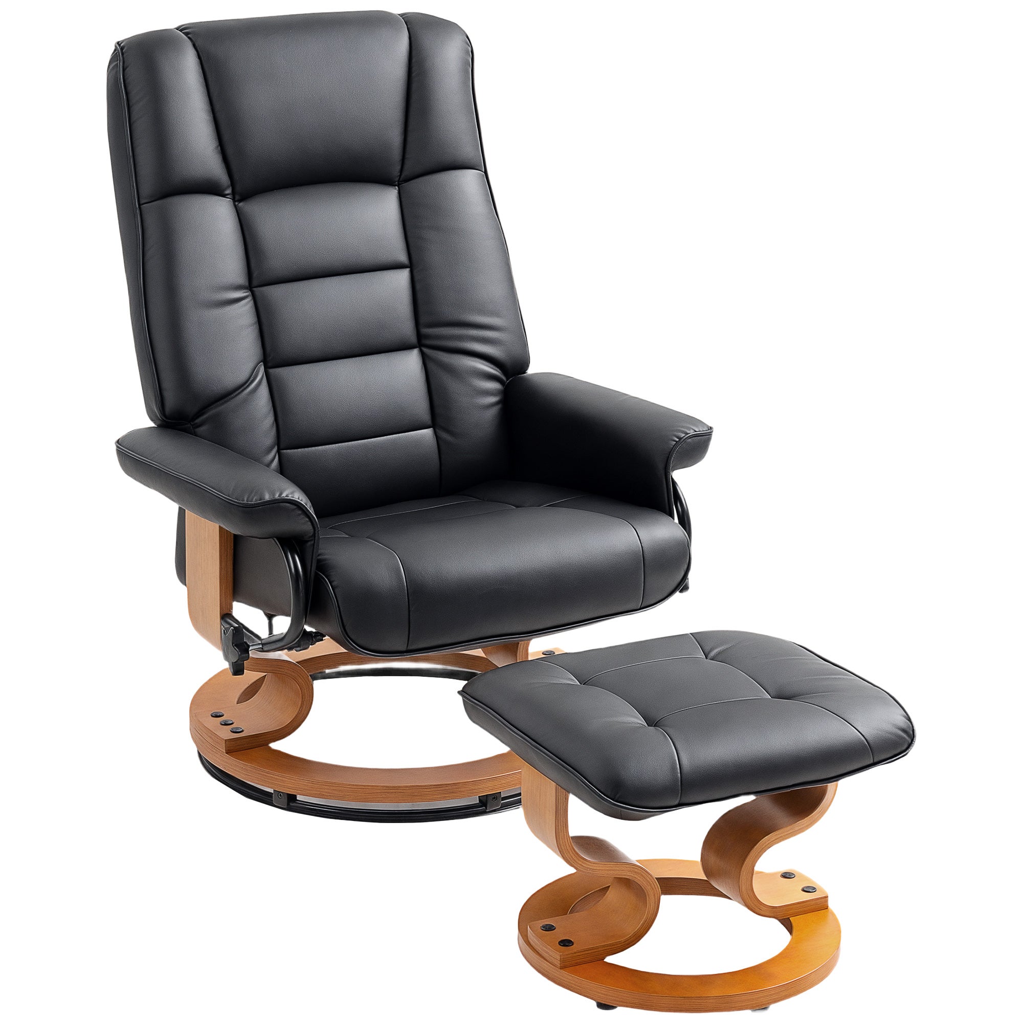Chaise de relaxation inclinable avec repose-pieds, pivotante cadre bois ...