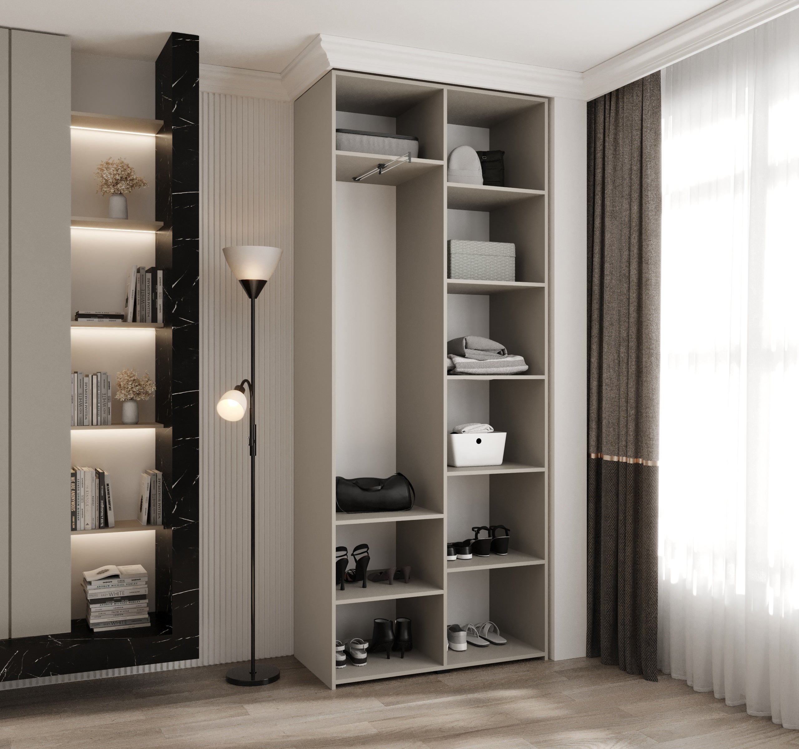 Szafa uchylna otwierana wysoka Como 1 100 x 40 x 245,5 cm kaszmir + u. czarny Abiks Meble - 2