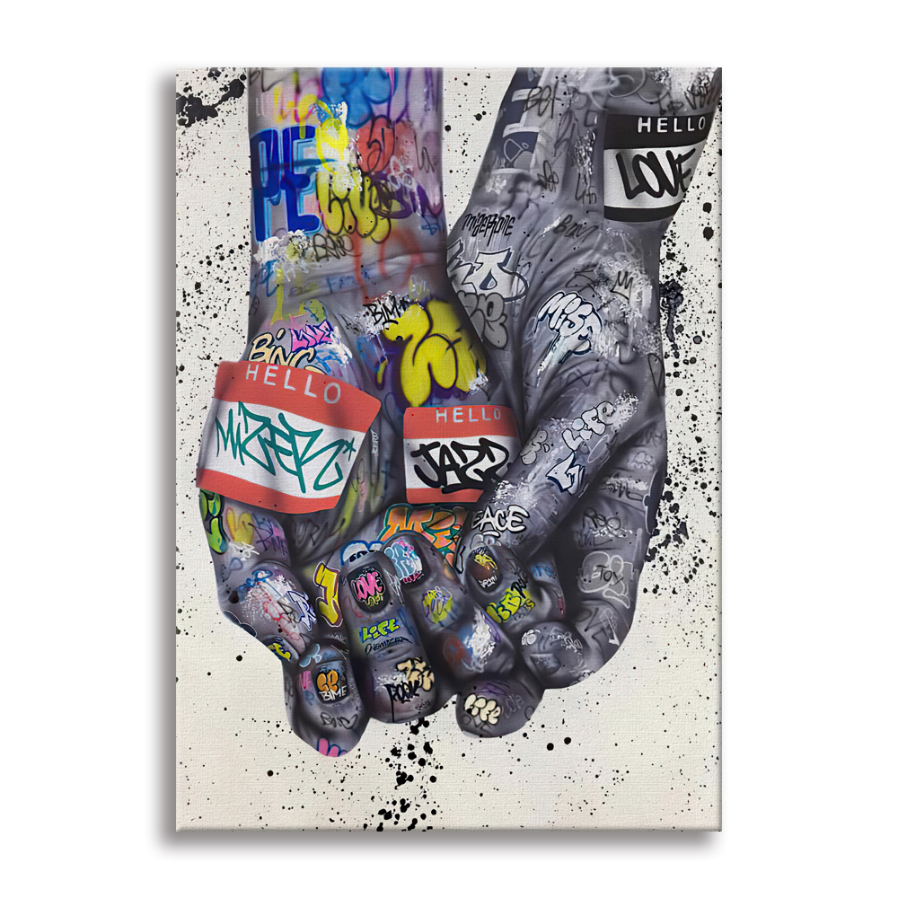 Muralhands - cuadro canvas contemporáneo en bastidor de madera de tamaño 50x70 cm