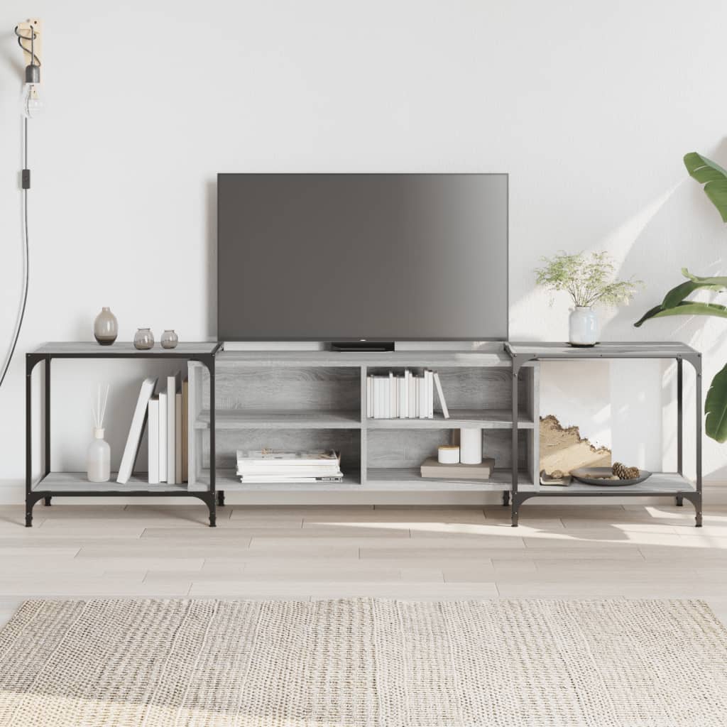 Meuble TV sonoma gris 203x37x50 Bois d'ingénierie - 2