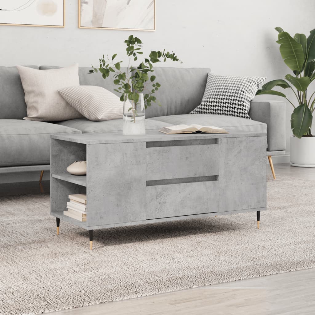 Table basse Gris béton 90x50x36,5 cm Bois d'ingénierie | Leroy Merlin