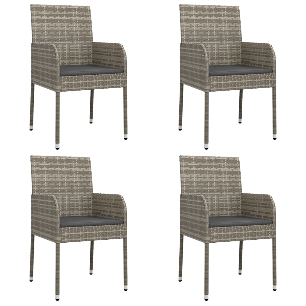 Maison Exclusive - Set da Pranzo Giardino 5pz Nero e Grigio con Cuscini Polyrattan - 4