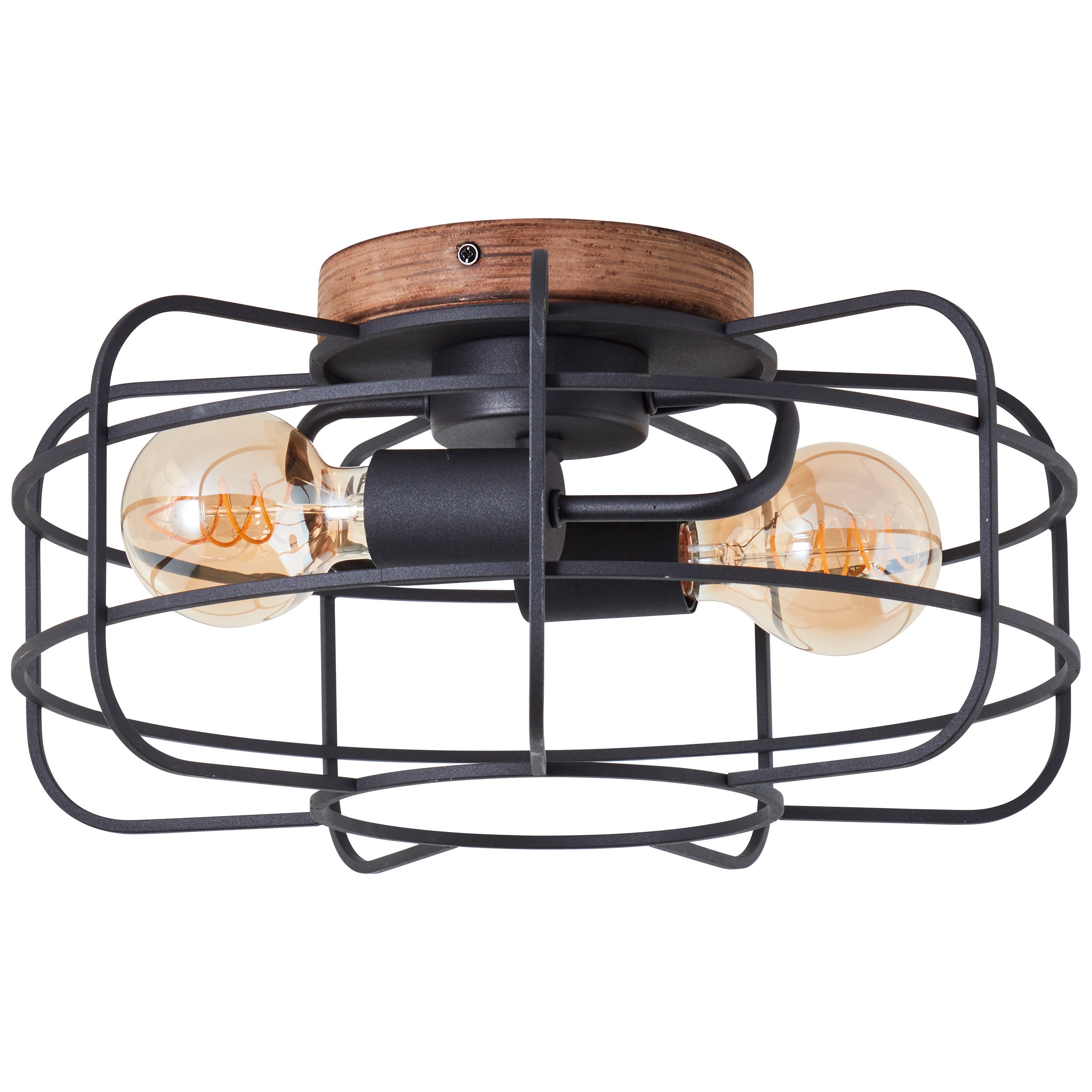 Brilliant Gwen lampa sufitowa 40cm antyczne drewno/czarny korundowy metal/brązowy bambus 2x A60, E27, 40 W - 2