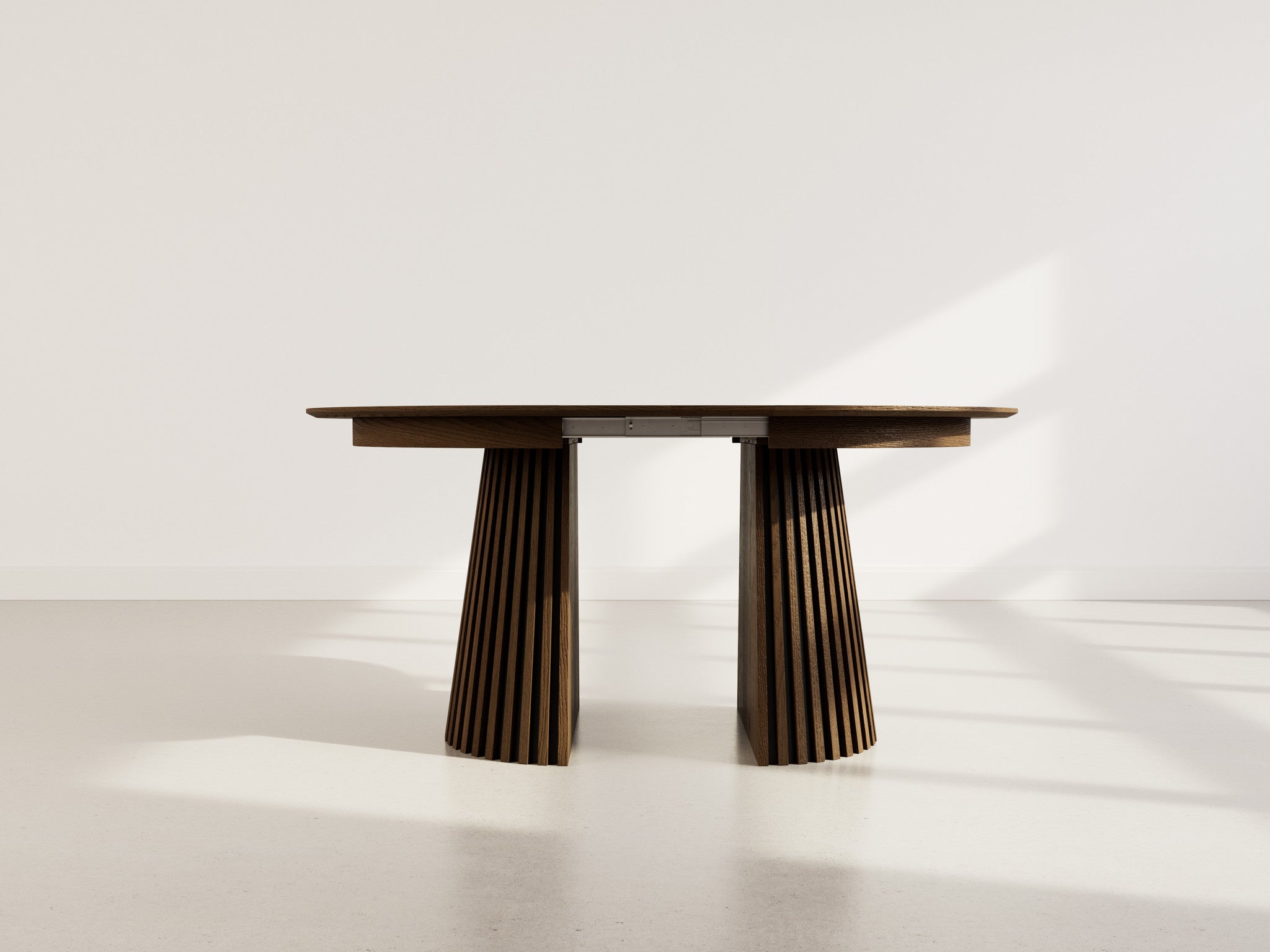 Table à manger ronde extensible effet bois foncé 4/8 personnes D120 - FREYA - Best Mobilier - 2