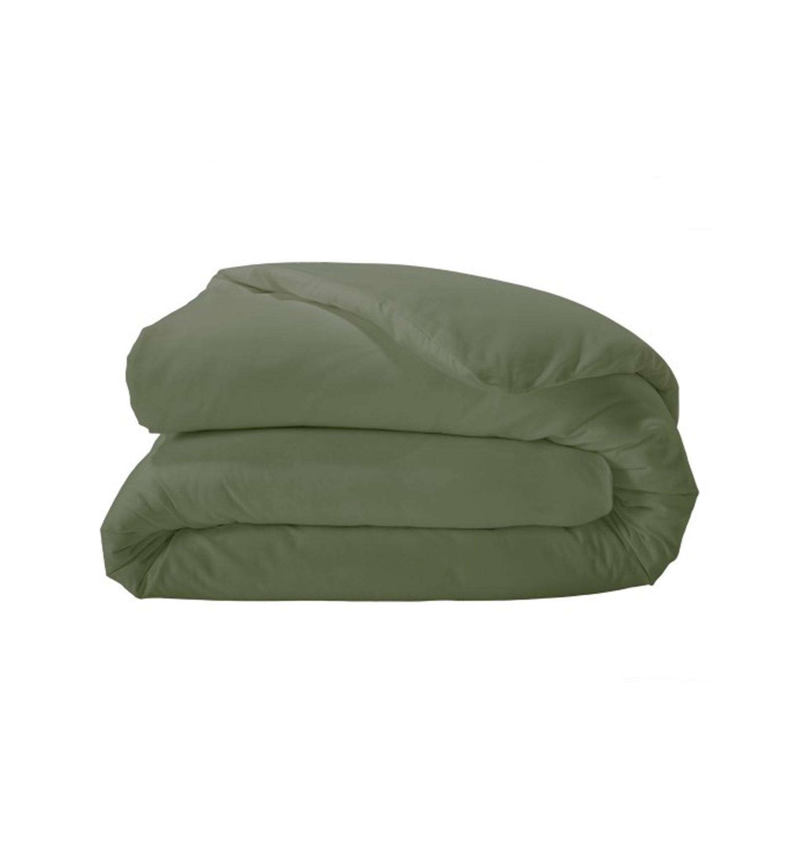 Housse de couette unie en percale de coton - Vert Olive - 140x200 cm