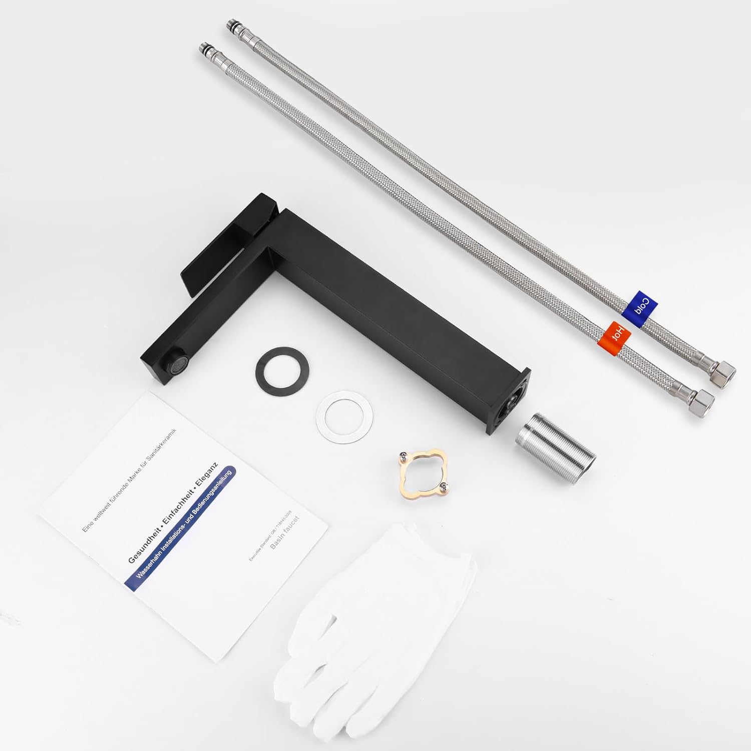 Wysoki Bateria Umywalkowa, 24 cm Wylewka, Bateria Łazienkowa do Blatu, Stal Nierdzewna 304, Jednouchwytowy Bateria Termostatyczna - 8
