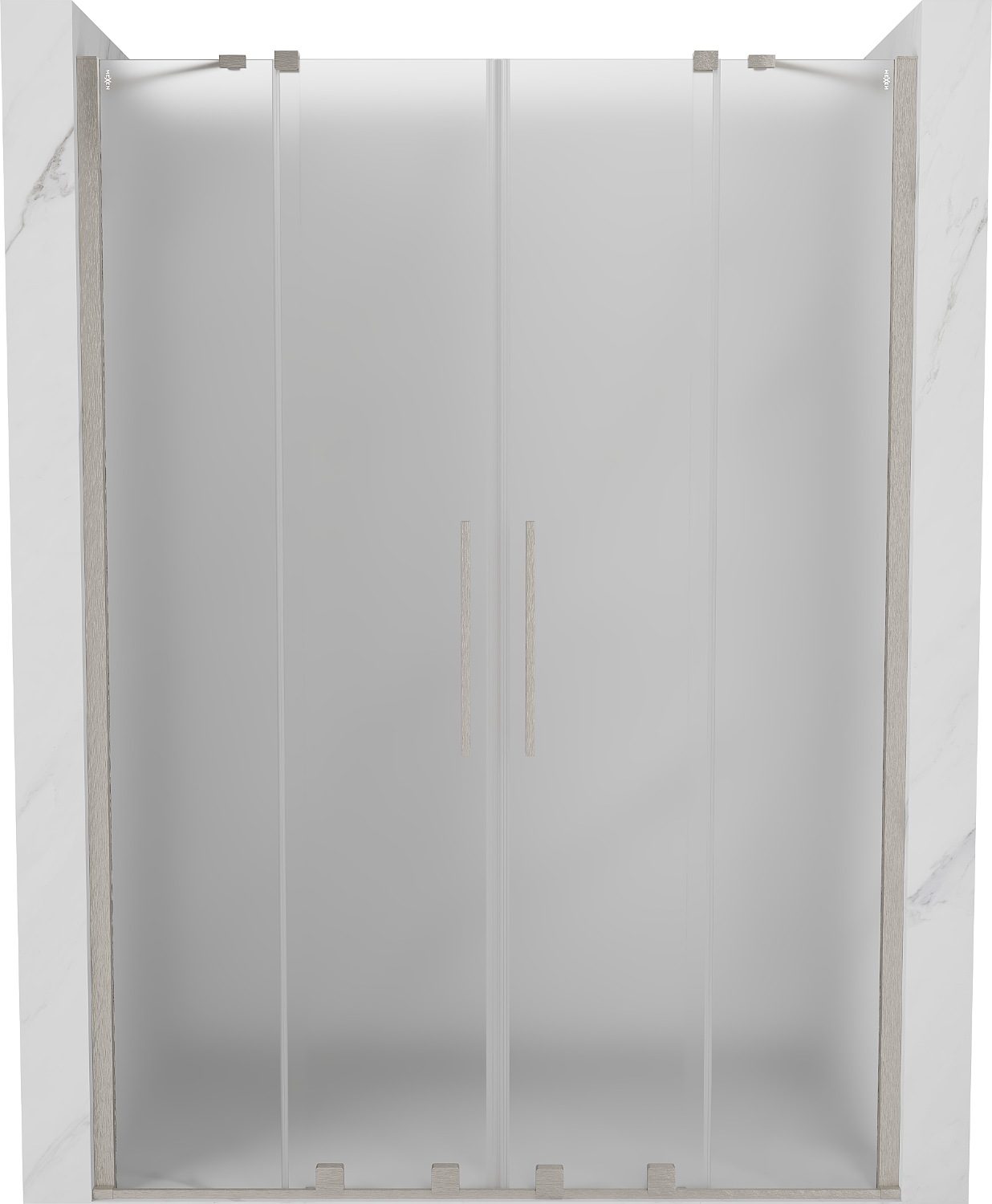Mexen Velar Duo drzwi prysznicowe rozsuwane 150 cm, szron, nikiel szczotkowany - 871-150-000-32-97