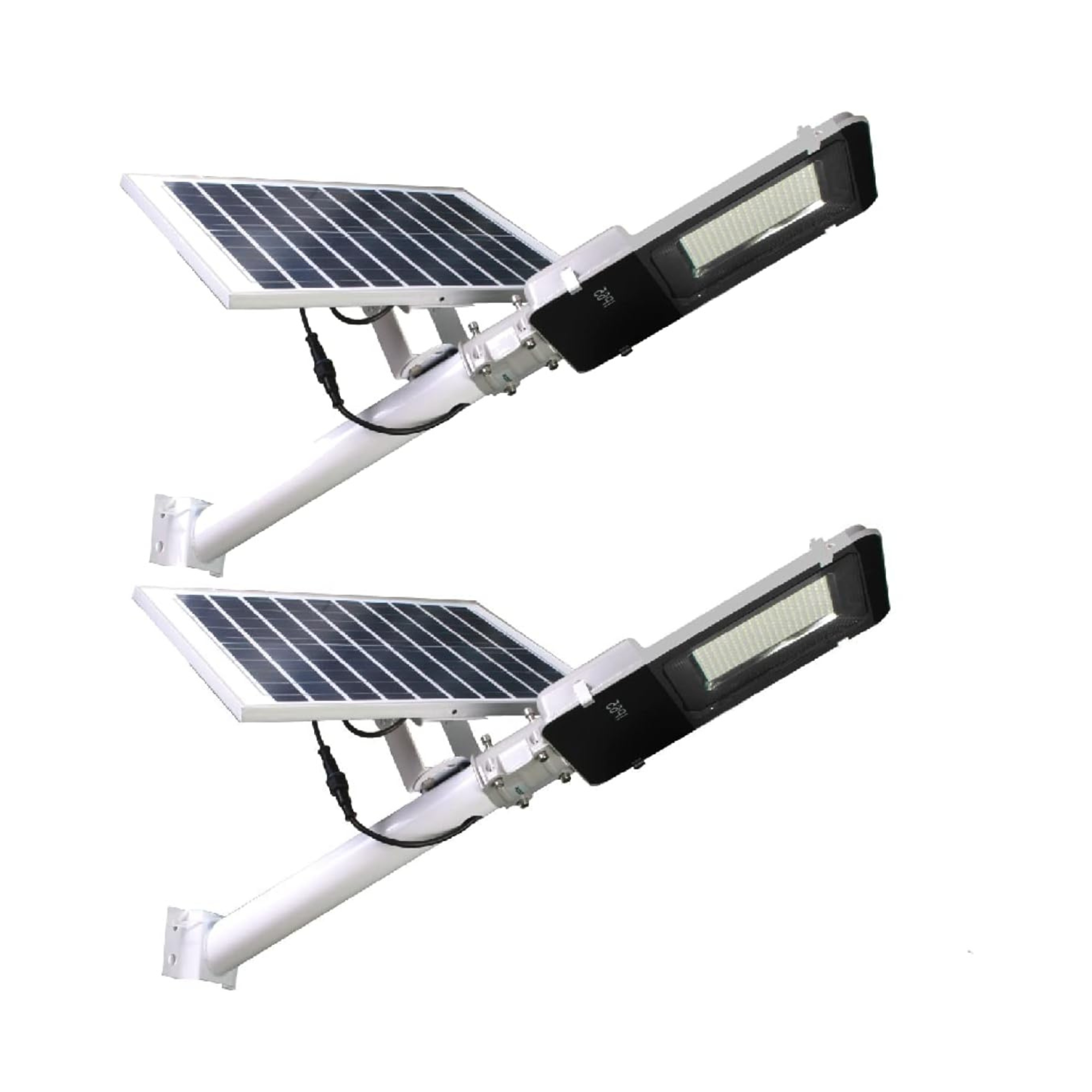 Zestaw 2 szt. Latarnia LED 200 W Solarowa zewnętrzna IP65 Panel regulowany 25W 200 diod LED 2500 lm, 4200K biały neutralny