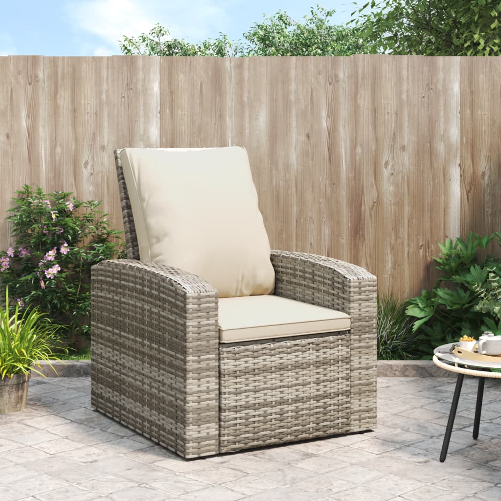 Fauteuil inclinable de jardin avec coussins marron clair rotin - 2