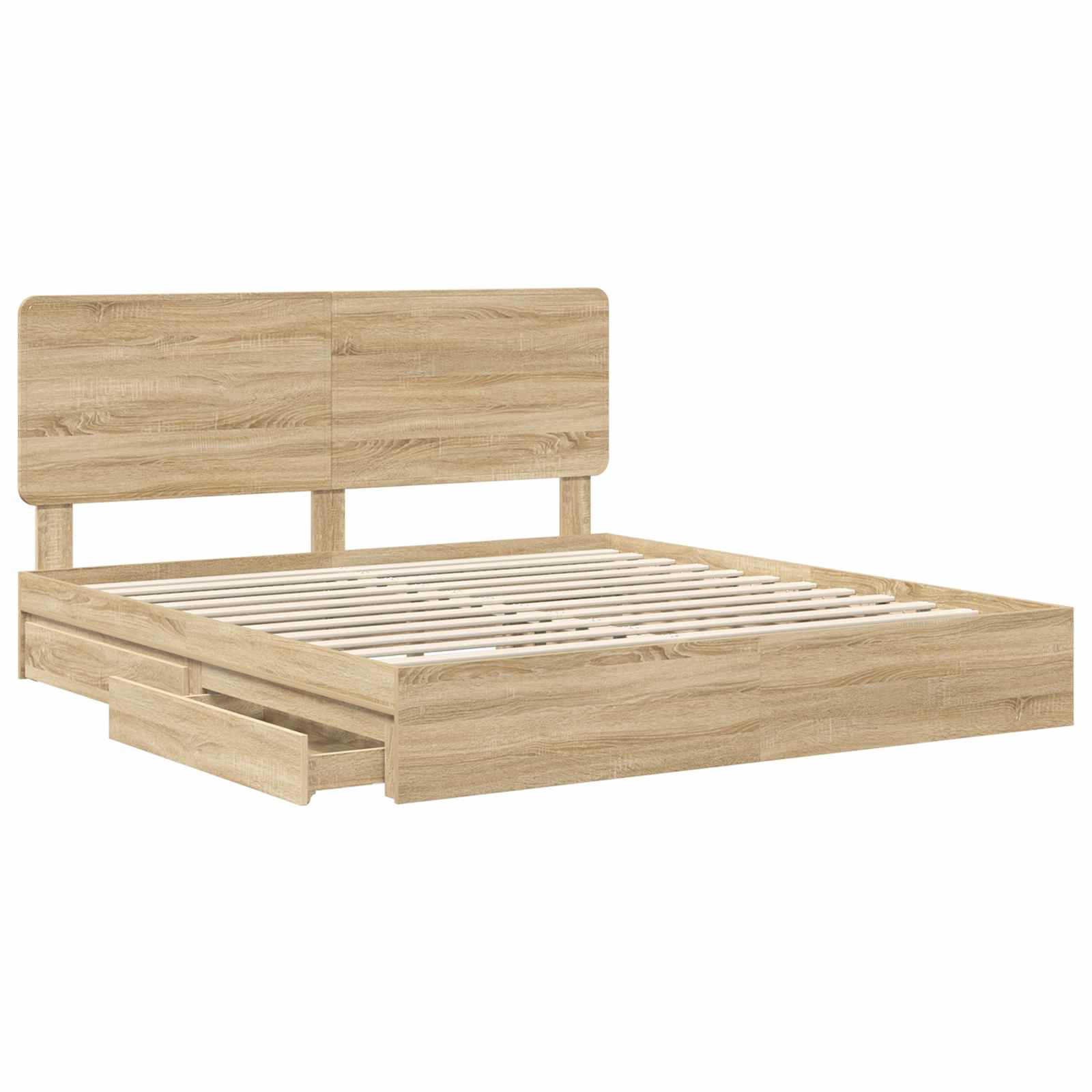 Lit de rangement chêne 180 x 200 cm panneau de bois - 5
