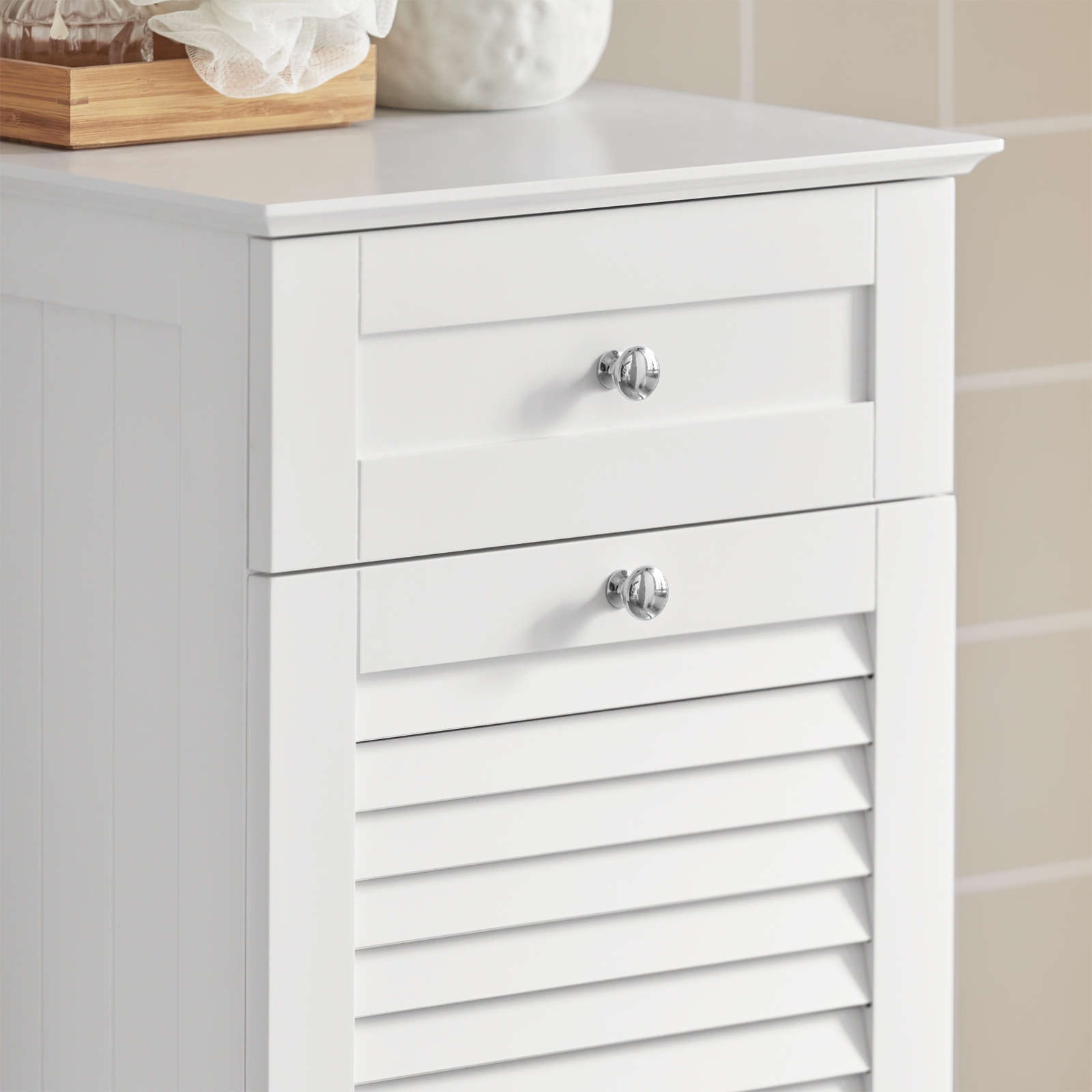 Mueble para Ropa Sucia Armario Multifuncional para Baño con 1 Cesto y 1 Cajón Blanco 40 x 38 x 90 BZR73-W SoBuy ES - 7